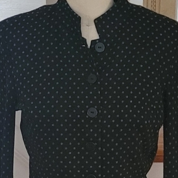 ISABEL De Padro Button Up Top Long Sleeve Polka Dot Black White Blouse Size 6 - Picture 4 of 6